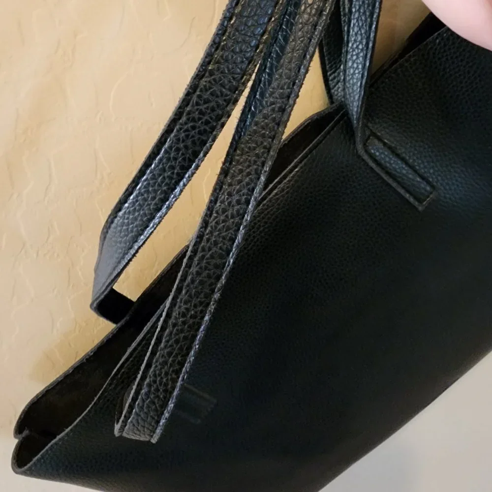 Vince Camuto Black Vegan Leather Purse Luck Tote Computer Shoulder Bag